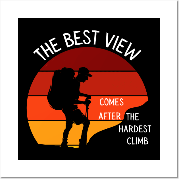 The Best Views Hiking Vintage Retro Mountain Wall Art by Lone Wolf Works